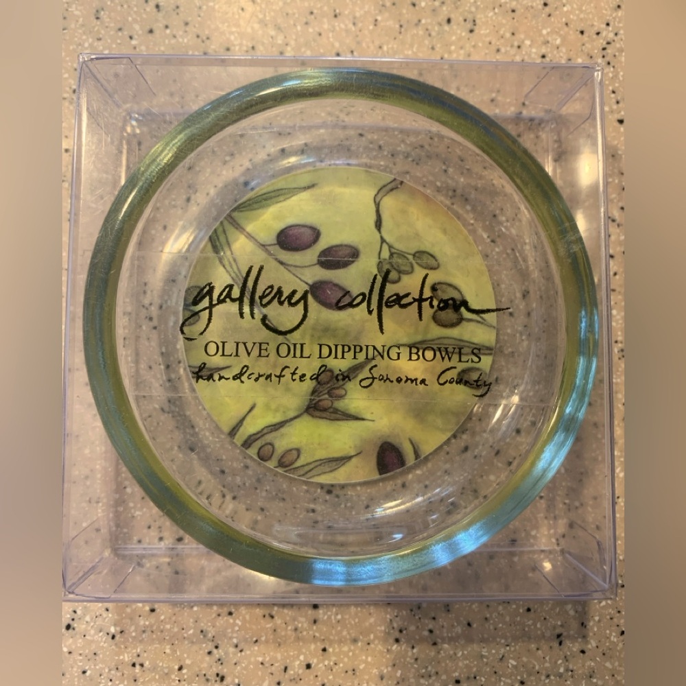 NIB SET OF 2 OLIVE OIL DIPPING BOWLS, handcrafted in Sonoma County